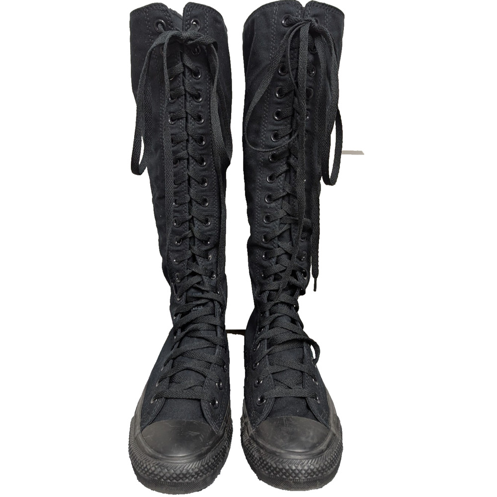 Converse XX Hi Sneakers Womens 9.5 All Black Knee High Zip Y2K Goth Punk Grunge - Picture 3 of 7